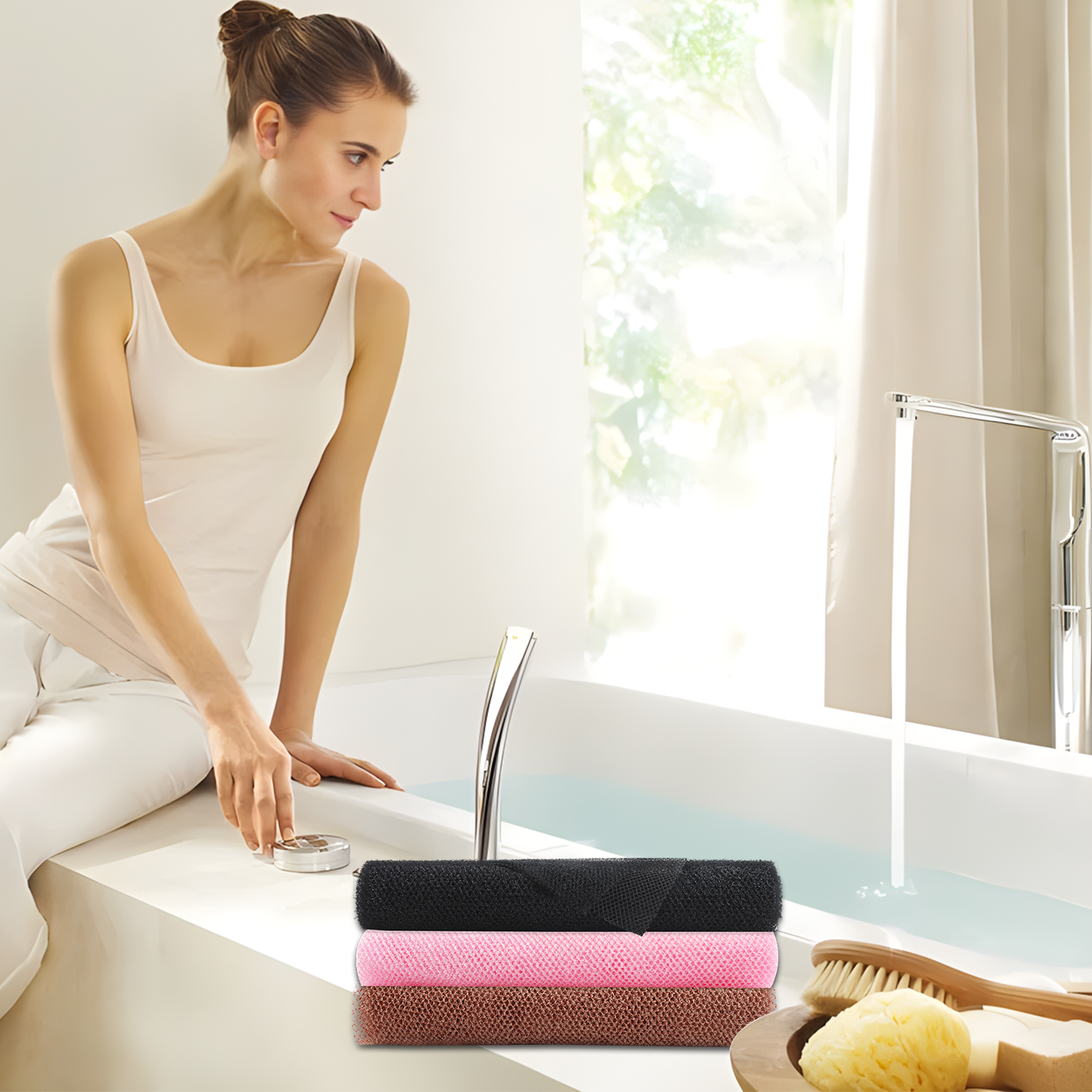 African Net Sponge, 80×30cm(Black+Brown+Pink)