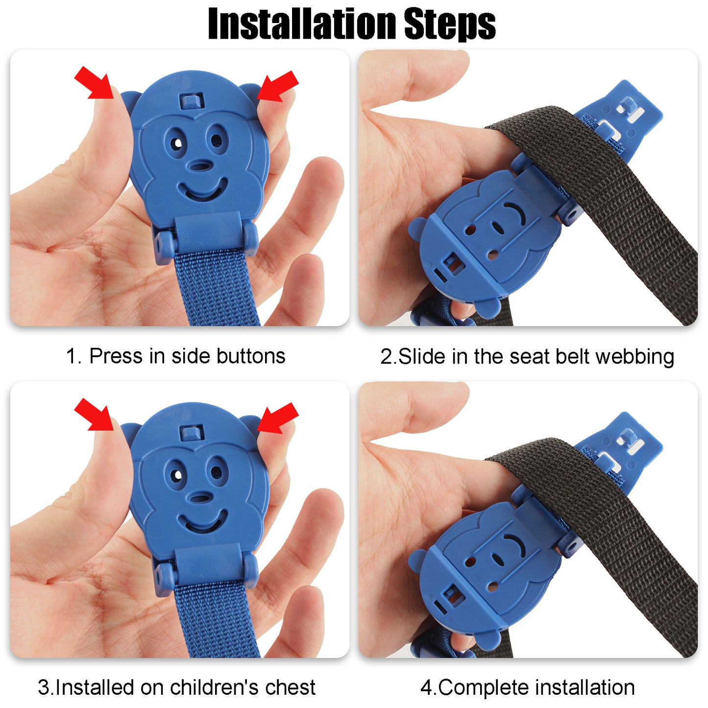 Car Seat Strap Anti Escape, Blue Monkey(2 Pack)