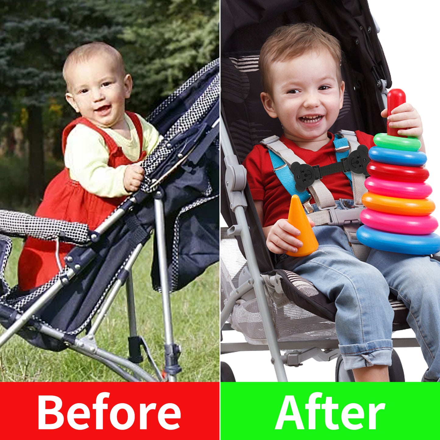 Anti Escape Car Seat Strap, Bear-Shaped(2 Pack)