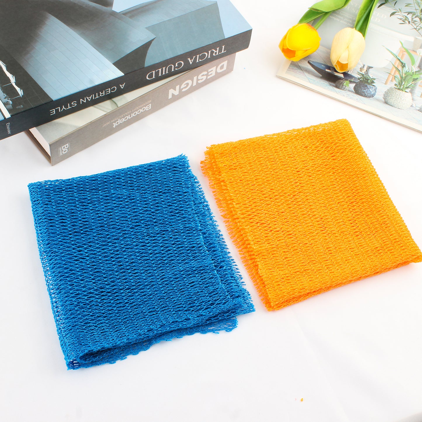 Knotted African Net Sponge(Blue+Orange)