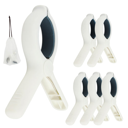QOPAHI 6pcs Towel Clips for Sun Loungers with Drawstring Organizer（Blue）