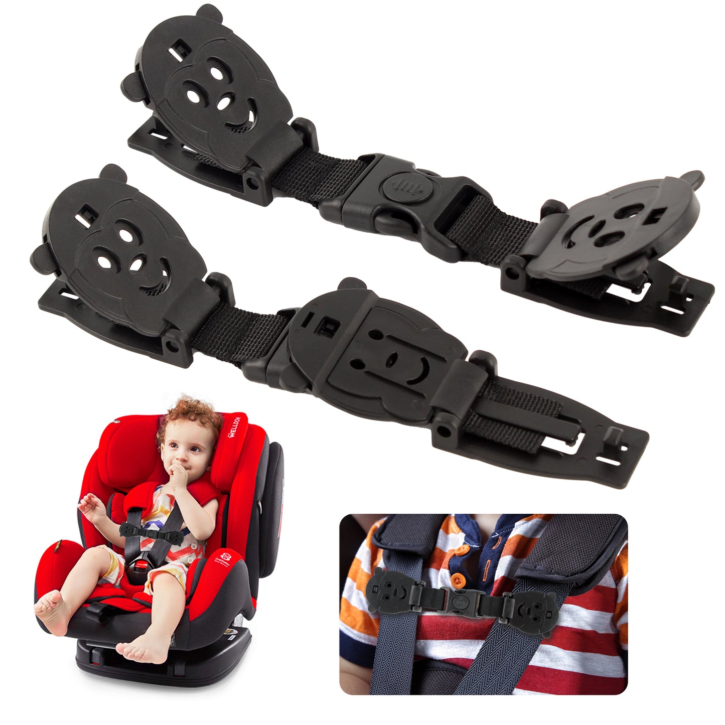 Anti Escape Baby Harness Chest Clip, Monkey(2 Pack)
