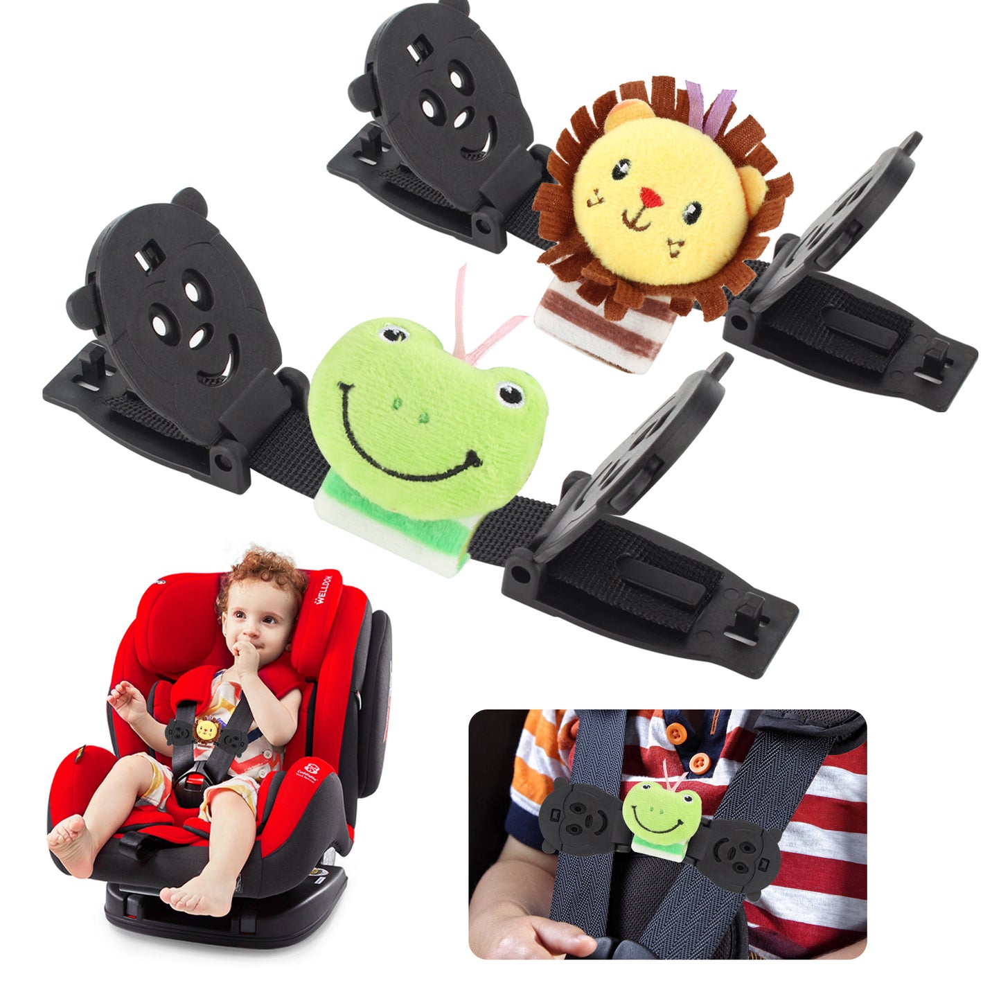 Car Seat Strap Anti Escape with Dolls(2 Pack)