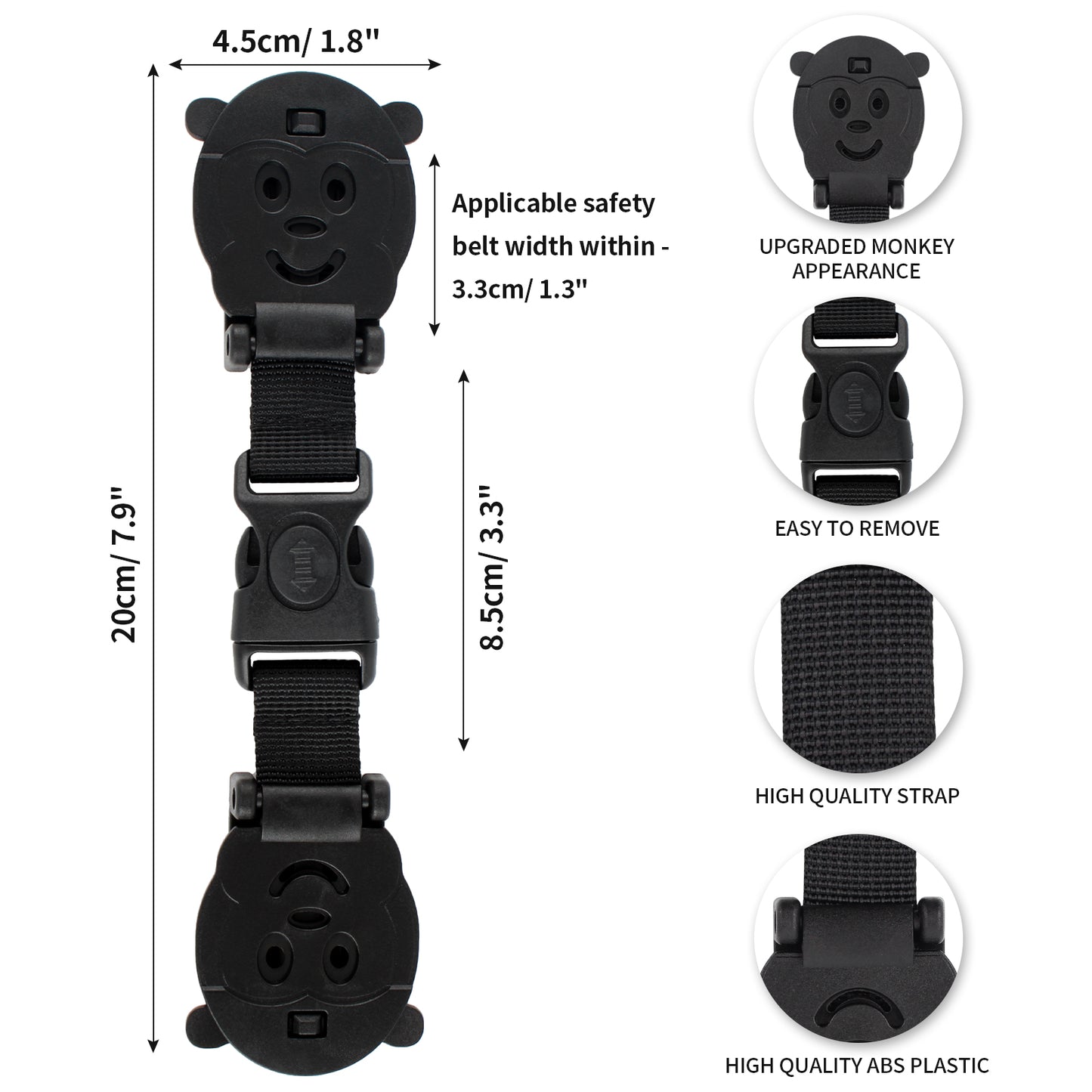Anti Escape Baby Harness Chest Clip, Monkey(2 Pack)