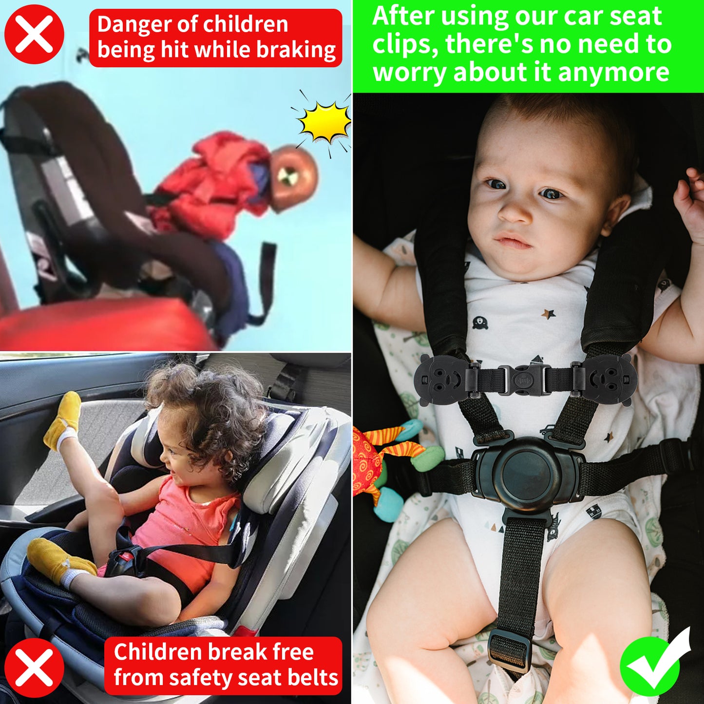 Anti Escape Baby Harness Chest Clip, Monkey(2 Pack)