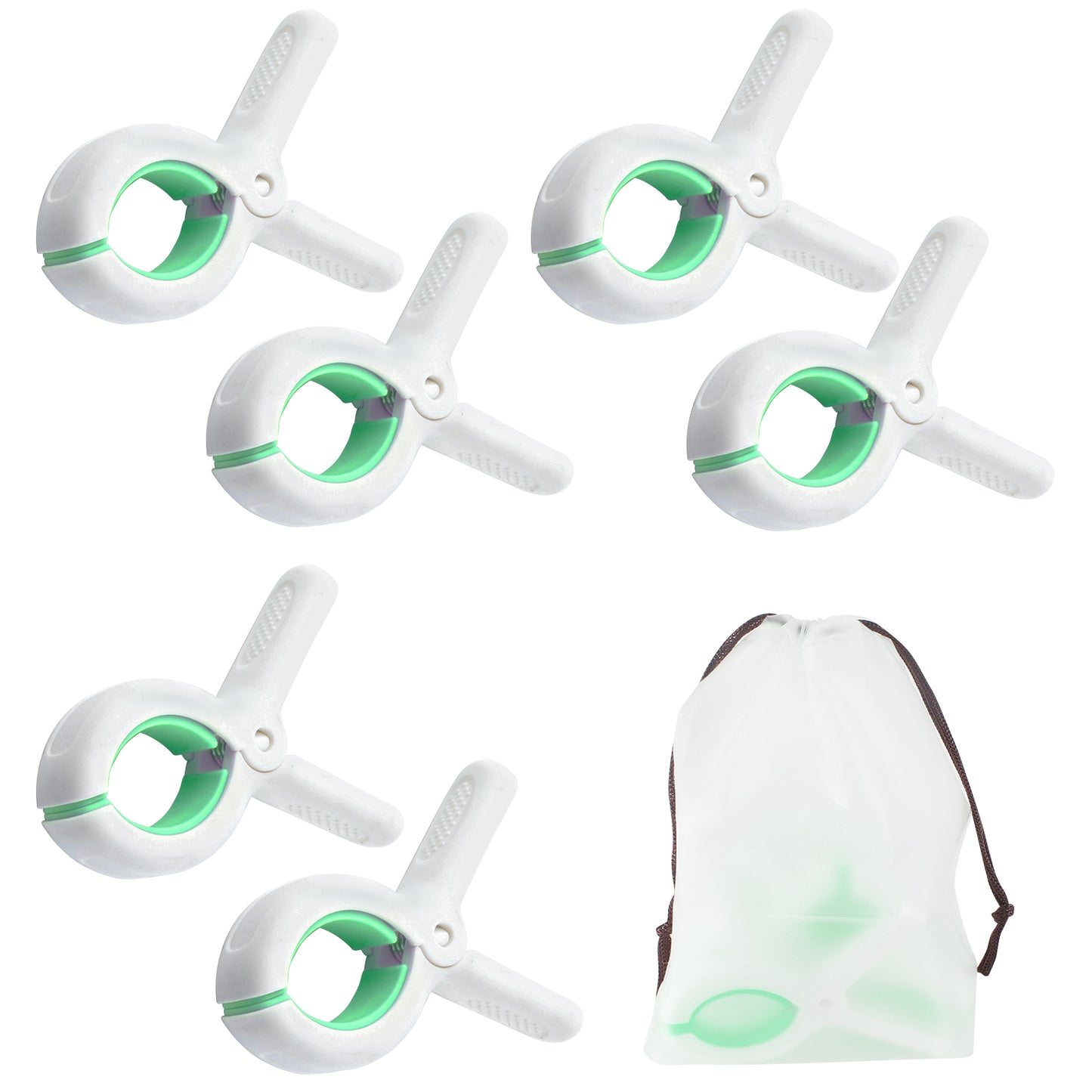 Beach Towel Clips for Beach Chairs, Set of 6(Green)