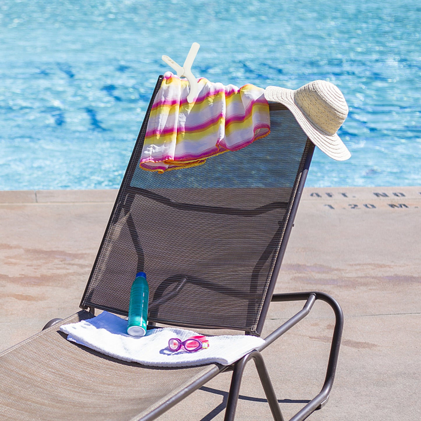 QOPAHI 6pcs Towel Clips for Sun Loungers with Drawstring Organizer（Blue）