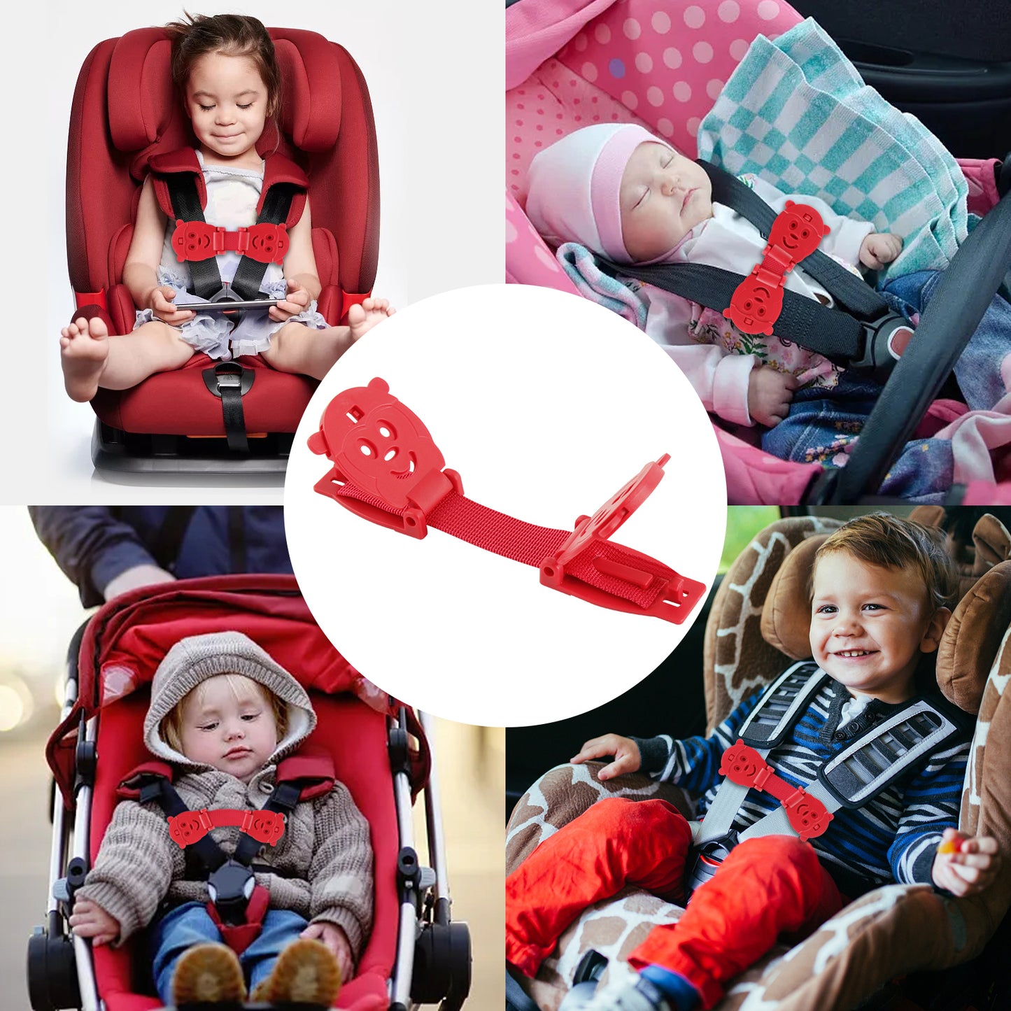 Anti Escape Baby Harness Chest Clip, Red Monkey(2 Pack)