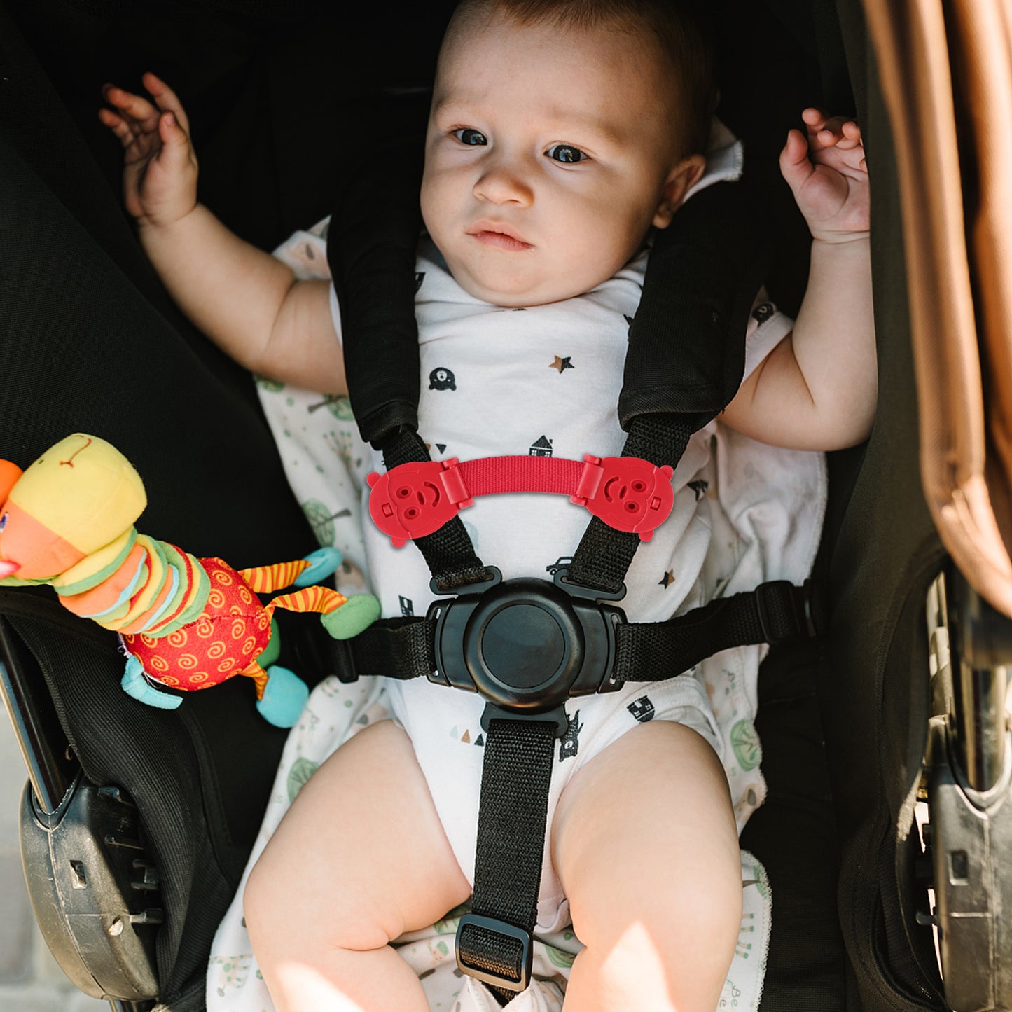 Anti Escape Baby Harness Chest Clip, Red Monkey(2 Pack)